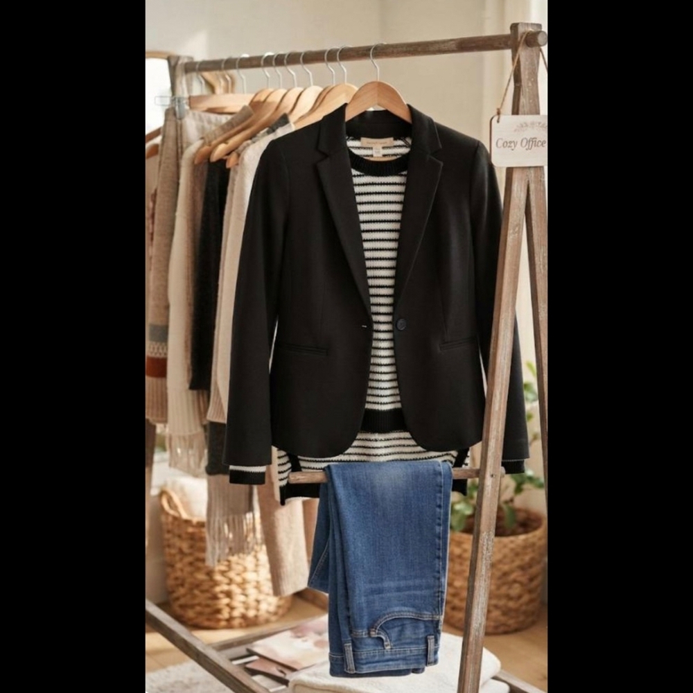 Classic Black & White Striped High-Low Knit Sweater